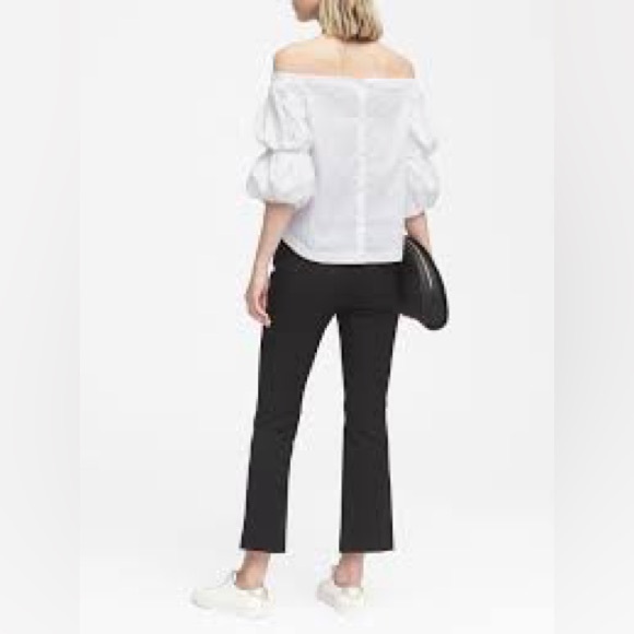 Banana Republic Off-Shoulder White Poplin Blouse super stretch shirt💥NEW - Picture 4 of 16